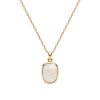 Rainbow Moonstone 18K Yellow Gold Plated Sterling Silver Rectangle Pendant Necklace