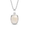Rainbow Moonstone Sterling Silver Rectangle Pendant Necklace