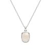 Rainbow Moonstone Sterling Silver Rectangle Pendant Necklace