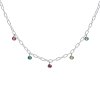 Sterling Silver Multi-colored Tourmaline Paperclip Necklace 18 Inches