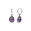 Sterling Silver Amethyst Hoop Earrings