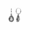 Rainbow Moonstone Sterling Silver Pear Hoop Earrings