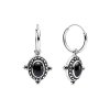Sterling Silver Black Onyx Hoop Earrings