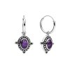 Sterling Silver Amethyst Hoop Earrings
