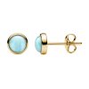 Larimar 18K Yellow Gold Sterling Silver Stud Earrings