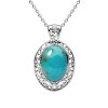 Sterling Silver Turquoise Pendant with Chain 18 Inches