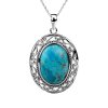 Sterling Silver Turquoise Pendant with Chain 18 Inch