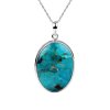 Sterling Silver Turquoise Pendant with Chain 18 Inch