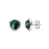 Sterling Silver Malachite Earrings 6 mm