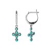 Sterling Silver Turquoise and CZ Cross Dangle Earrings