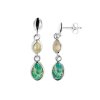 Sterling Silver Amazonite and Rainbow Moonstone Dangle Earrings