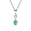 Sterling Silver Amazonite and Moonstone Pendant with Chain 18 Inches