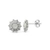 Sterling Silver Rainbow Moonstone Flower Stud Earrings