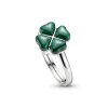 Sterling Silver Malachite Clover Leaf Ring