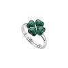 Sterling Silver Malachite Clover Leaf Ring