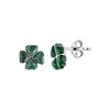 Sterling Silver Malachite Clover Leaf Earrings