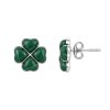 Sterling Silver Malachite Clover Leaf Earrings