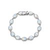 Rainbow Moonstone Sterling Silver Tennis Bracelet 7.25 Inches