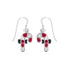 Sterling Silver Christmas Xmas Candy Cane Enamel Earrings