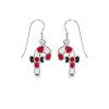 Sterling Silver Christmas Xmas Candy Cane Enamel Earrings