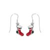 Sterling Silver Christmas Xmas Stocking Enamel Earrings