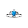 Sterling Silver Synthetic Blue Opal Turtle Ring