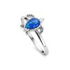Sterling Silver Synthetic Blue Opal Turtle Ring