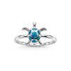 Sterling Silver Synthetic Blue Opal Turtle Ring