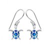 Sterling Silver Synthetic Blue Opal Turtle Earrings