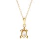Sterling Silver Mother of Pearl Turtle Pendant Over 18K Yellow Gold Plated With Chain 18 Inches