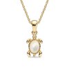 Sterling Silver Mother of Pearl Turtle Pendant Over 18K Yellow Gold Plated With Chain 18 Inches