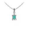 Sterling Silver Larimar Turtle Pendant With Chain 18 Inches