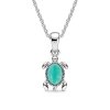 Sterling Silver TurquoiseTurtle Pendant With Chain 18 Inches