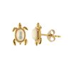 Sterling Silver Mother of Pearl Turtle Earrings Over 18K Yellow Gold Plated