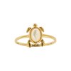 Sterling Silver Mother of Pearl Turtle Ring Over 18K Yellow Gold Plated