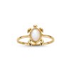 Sterling Silver Mother of Pearl Turtle Ring Over 18K Yellow Gold Plated
