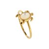 Sterling Silver Mother of Pearl Turtle Ring Over 18K Yellow Gold Plated