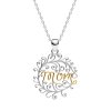Sterling Silver MOM Two-Tone Pendant With chain 18 Inches