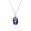 Sterling Silver Lapis Lazuli Carnation Pendant With Chain 18 Inches