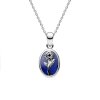 Sterling Silver Lapis Lazuli Carnation Pendant With Chain 18 Inches