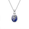 Sterling Silver Lapis Lazuli Daffodil Pendant With Chain 18 Inches