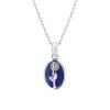 Sterling Silver Lapis Lazuli Daisy Pendant With Chain 18 Inches