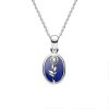Sterling Silver Lapis Lazuli Daisy Pendant With Chain 18 Inches