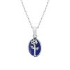 Sterling Silver Lapis Lazuli Rose Pendant With Chain 18 Inches