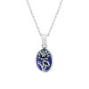 Sterling Silver Lapis Lazuli Water Lily Pendant With Chain 18 Inches