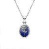 Sterling Silver Lapis Lazuli Aster Pendant With Chain 18 Inches