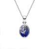 Sterling Silver Lapis Lazuli Marigold Pendant With Chain 18 Inches