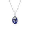 Sterling Silver Lapis Lazuli Chrysanthemum Pendant With Chain 18 Inches