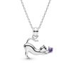 Sterling Silver Amethyst Cat Pendant With Chain 18 Inches