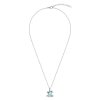 Sterling Silver Larimar with Black Spinel Frog Pendant With Chain 18 Inches